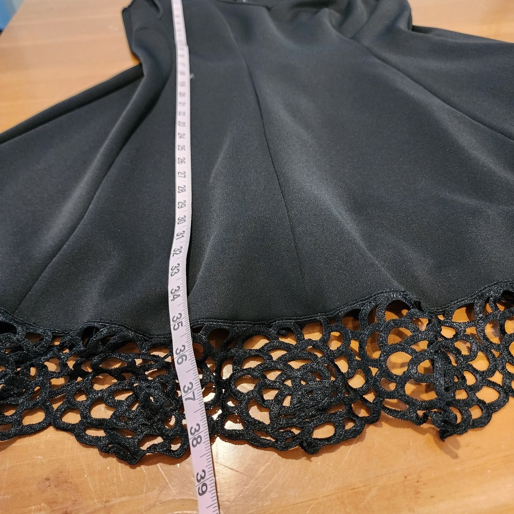 Roz & Ali Cocktail Dress Womens 14W Plus Black Lace Trim Full Skirt Party Event - Picture 8 of 10
